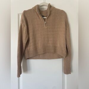 Women's Tan Half-Zip Sweater